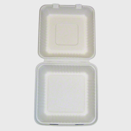 Biodegradable Hinged 9" X 9" X 3" Takeout Container One Compartment  - 200/Case