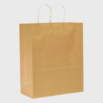 Kraft Heavy-Duty Paper Shopping Bag 65# Basis with Twist Handle 13" x 7" x 17" 87128 - 250/Case