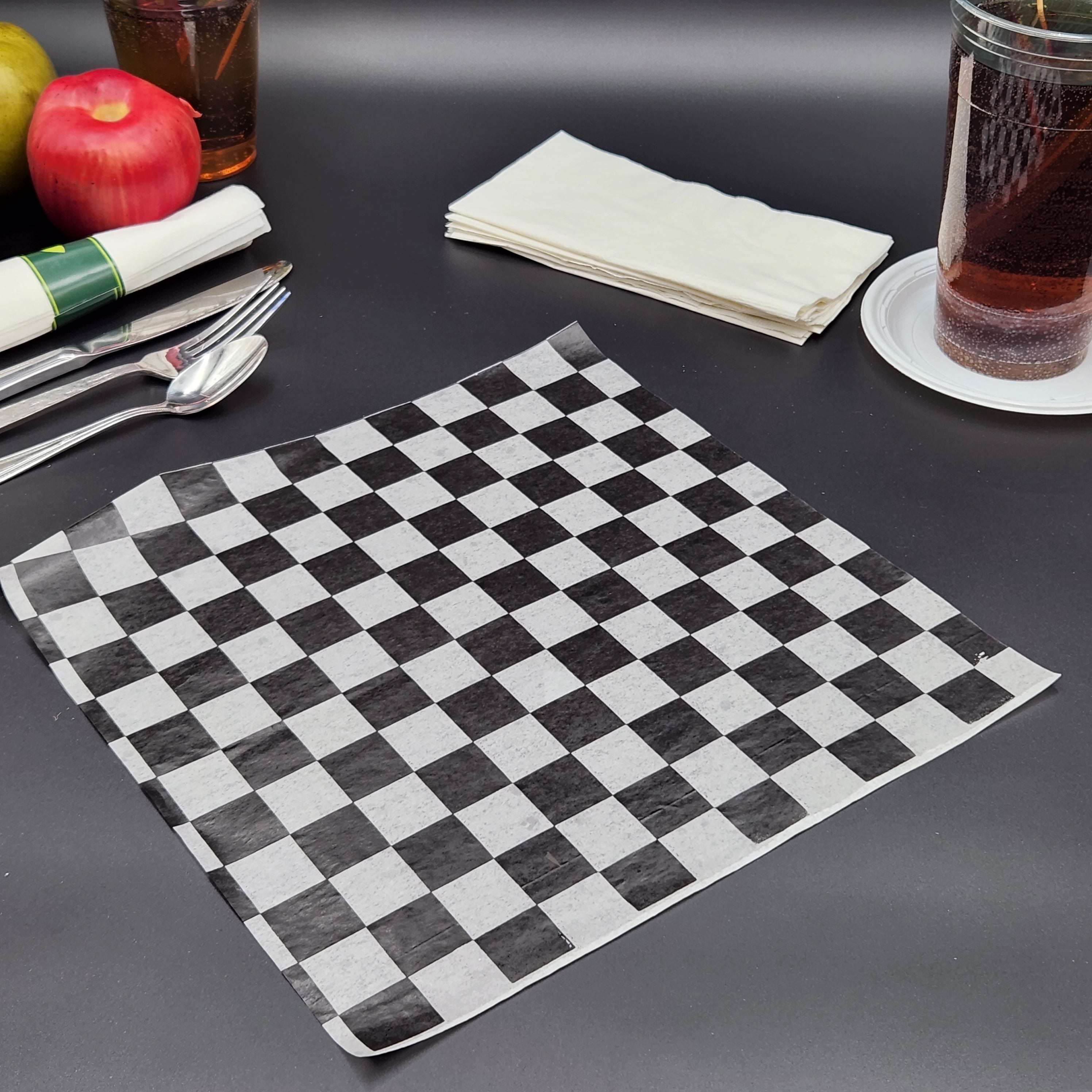 Bulk Dry Wax Paper 12" X 12" Black Checkered - 5000/Case