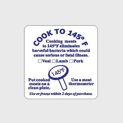 Specialty Meat Label Cook to 145 F Veal / Lamb / Pork - 1000/Roll