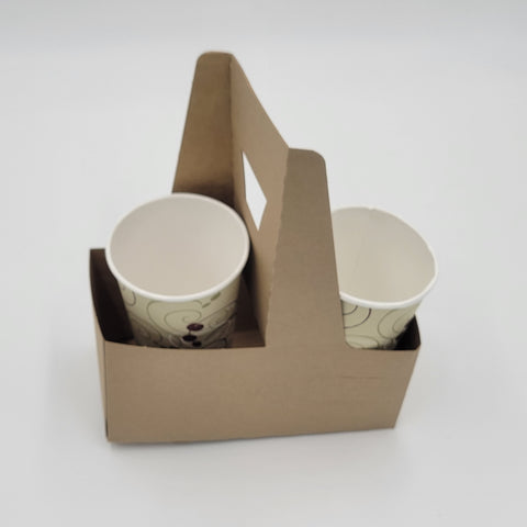 Sabert Kraft Two Cup Drink Carrier With Handle - 250/Case