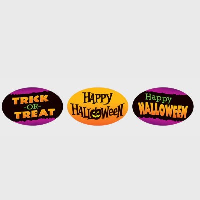 ﻿Seasonal Label Happy Halloween 3 Versions - 500/Roll