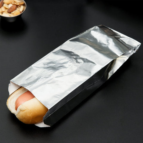 Carnival King Foil Hot Dog Bag Unprinted 3 1/2" x 1 1/2" x 9" - 1000/Case