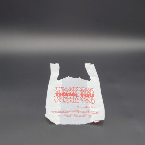 Plastic "Thank You" Bag White 1/12 Size - 1000/Case
