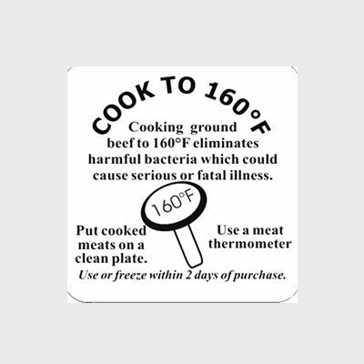 Specialty Meat Label Cook to 160 F Ground Beef - 1,000/Roll