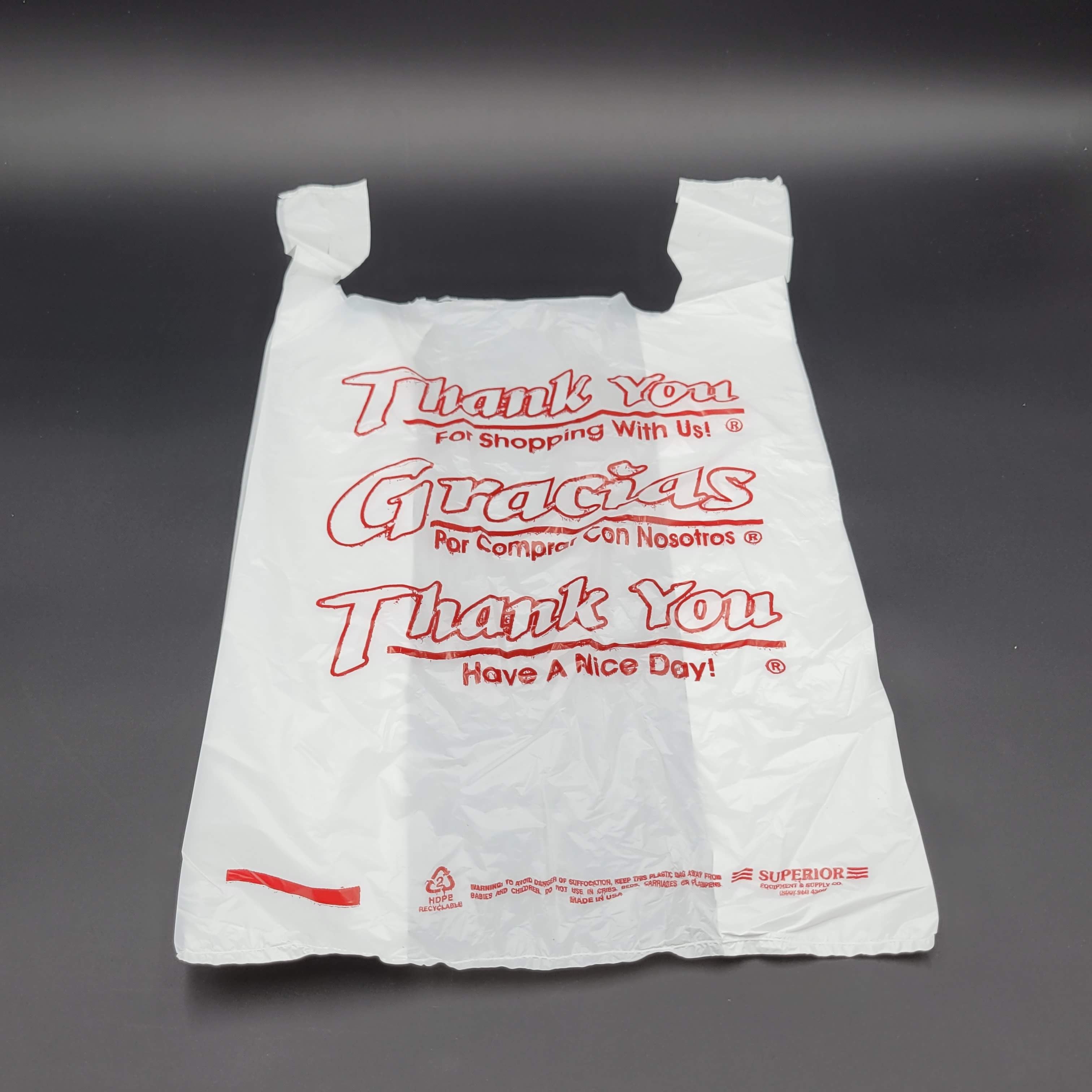 Self Open Large Plastic "Thank You" Bag White 1/6 Size - 500/Case