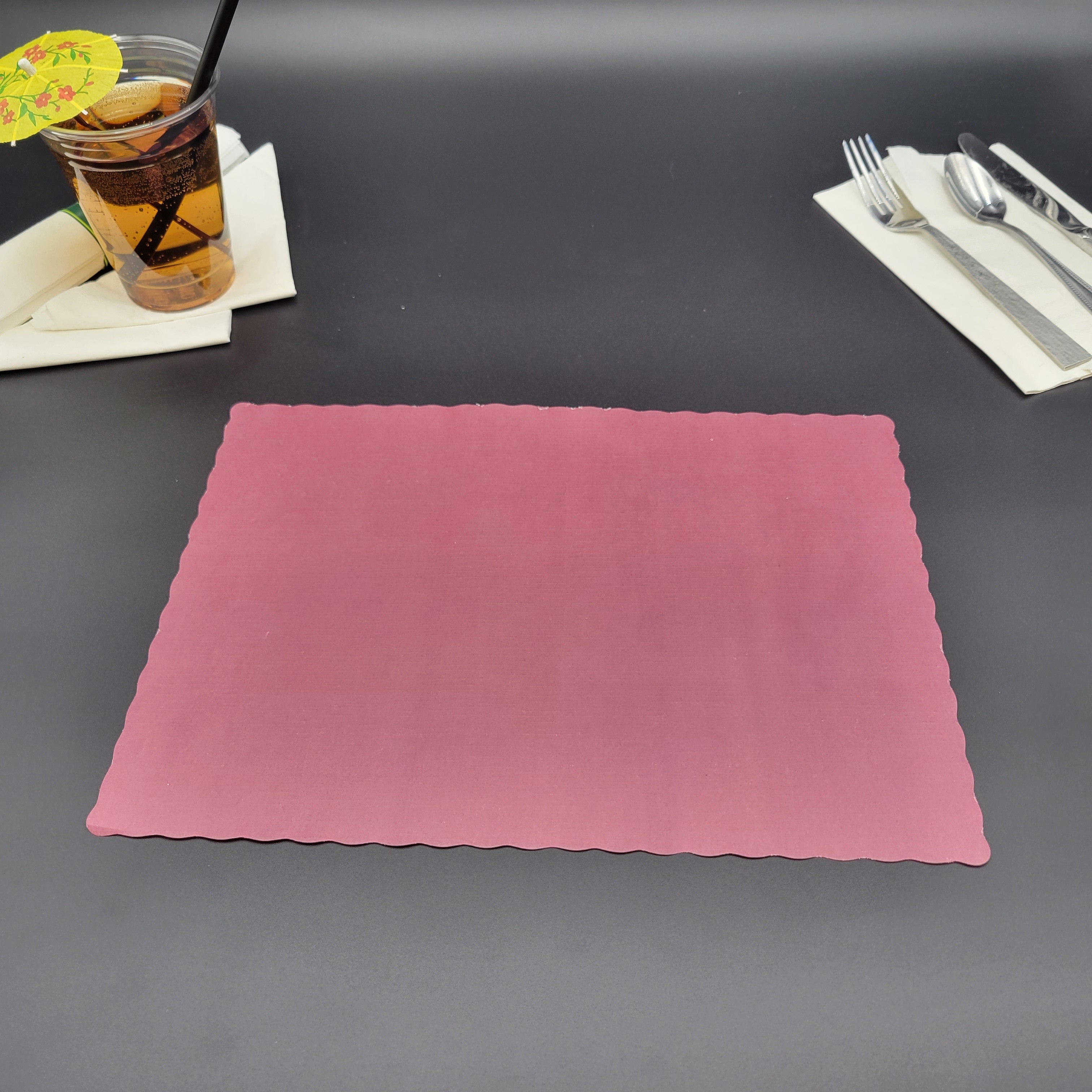 Paper Placemat With Scalloped Edge Burgundy 10" x 14" - 1000/Case