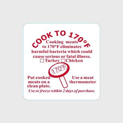 Specialty Meat Label Cook to 170 F Turkey / Chicken - 1,000/Roll