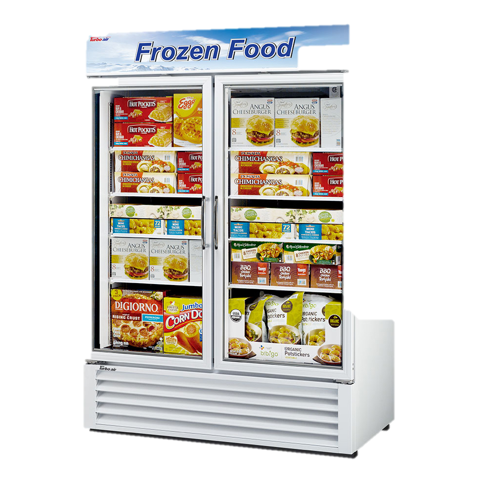 superior-equipment-supply - Turbo Air - Turbo Air White Exterior Two Section Glass Door 49" Freezer Merchandiser