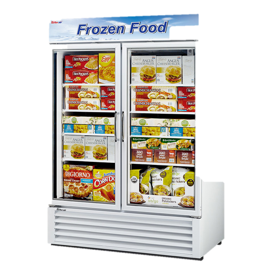 superior-equipment-supply - Turbo Air - Turbo Air White Exterior Two Section Glass Door 49" Freezer Merchandiser