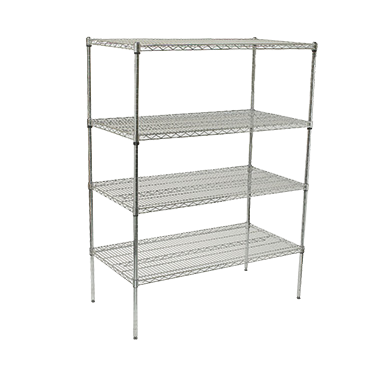 Wire Shelving Set 4 Tiers Chrome Plated 24" x 36" x 72"