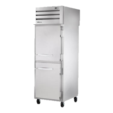 superior-equipment-supply - True Food Service Equipment - True One Section Two Stainless Steel Half Door Front & One Stainless Steel Rear Door Pass-Thru Refrigerator