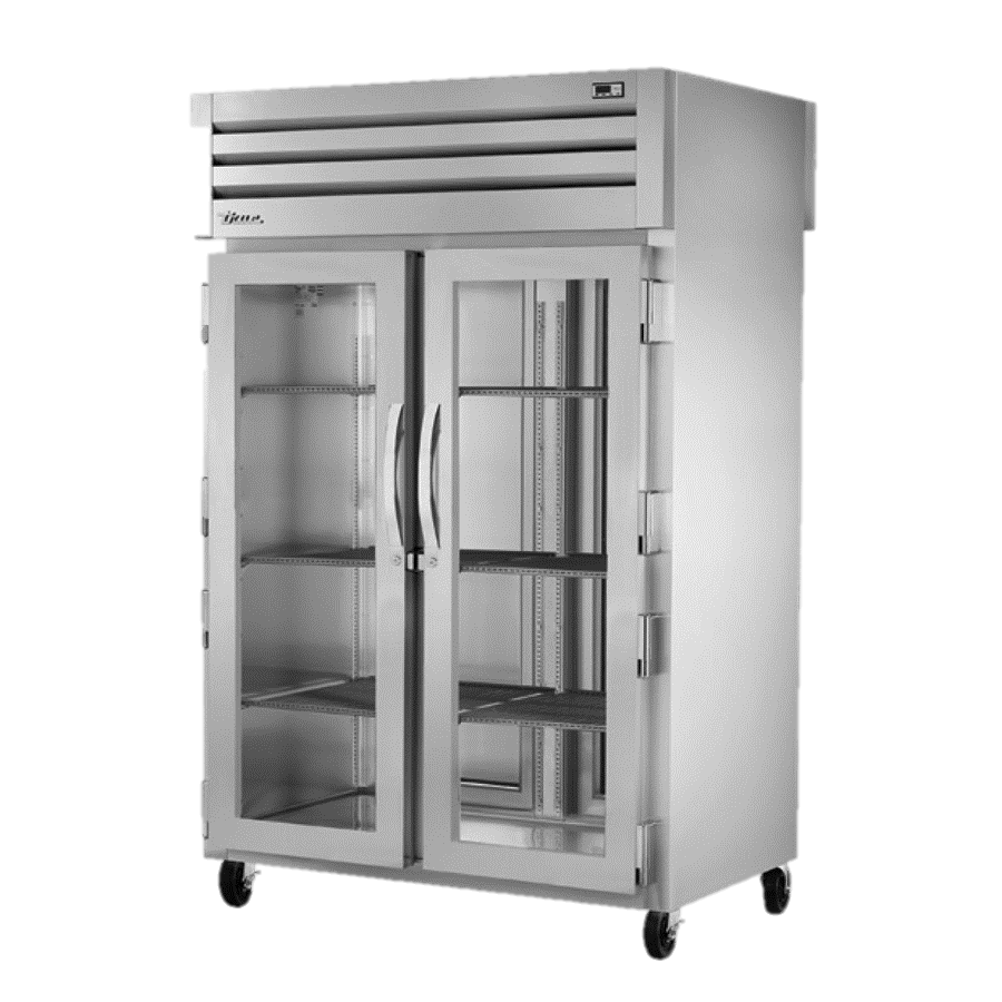 superior-equipment-supply - True Food Service Equipment - True Two Section Two Front Glass Door & Two Rear Stainless Steel Door Pass-Thru Refrigerator