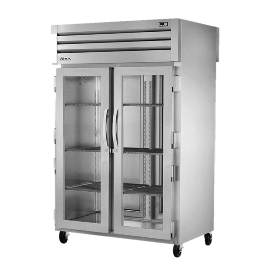 superior-equipment-supply - True Food Service Equipment - True Two Section Two Front Glass Door & Two Rear Stainless Steel Door Pass-Thru Refrigerator