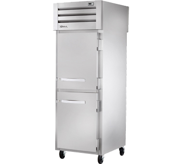 superior-equipment-supply - True Food Service Equipment - True One-Section Two Stainless Steel Half Door Front & One Glass Door Rear Pass-Thru Refrigerator