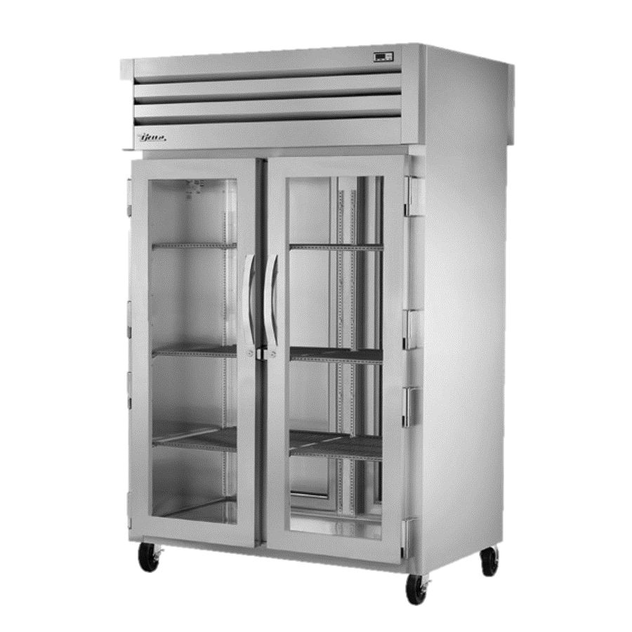 superior-equipment-supply - True Food Service Equipment - True Two-Section Two Glass Door Front & Two Stainless Steel Door Rear Pass-Thru Refrigerator