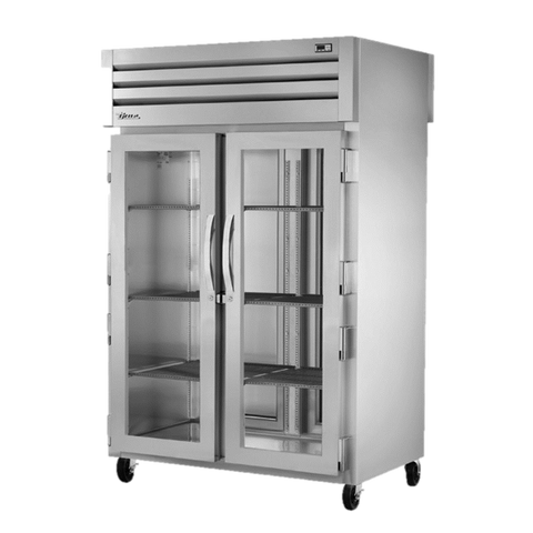 superior-equipment-supply - True Food Service Equipment - True Two-Section Two Glass Door Front & Two Stainless Steel Door Rear Pass-Thru Refrigerator