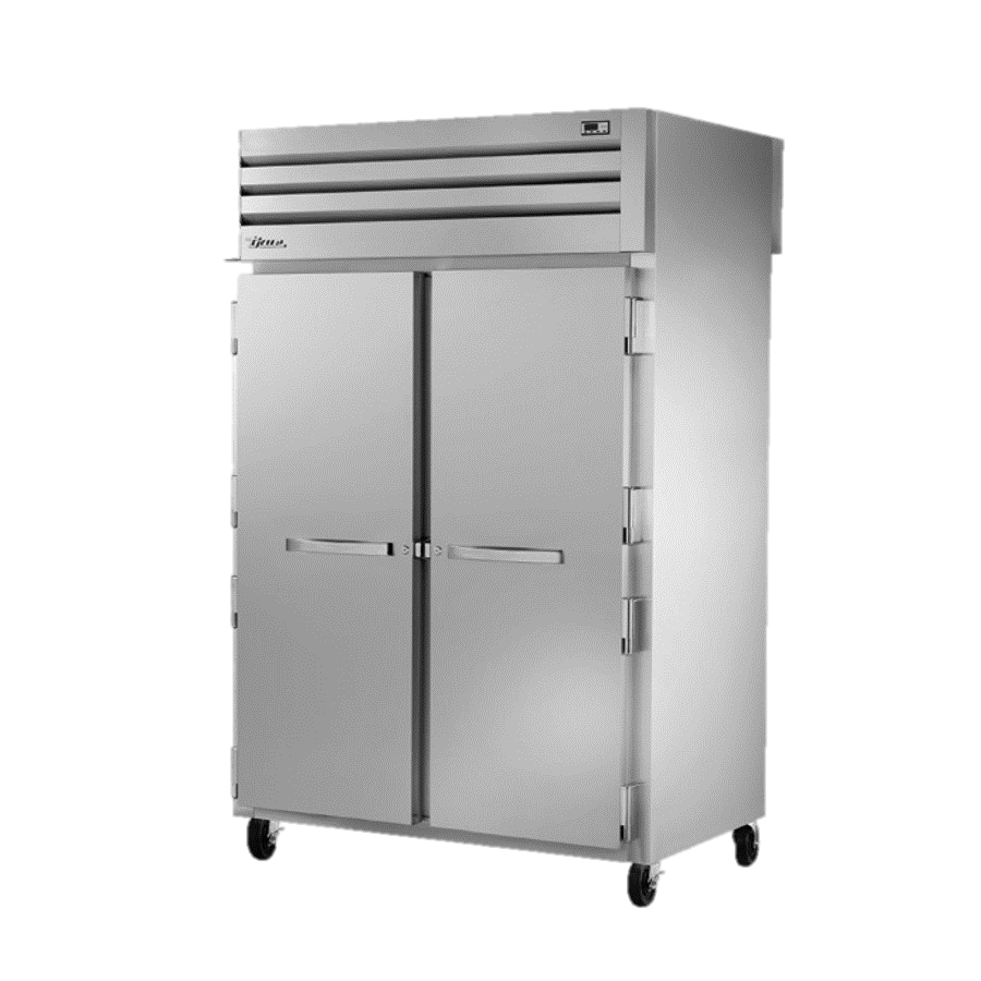 superior-equipment-supply - True Food Service Equipment - True Two-Section Two Stainless Steel Door Front & Two Glass Door Rear Pass-Thru Refrigerator