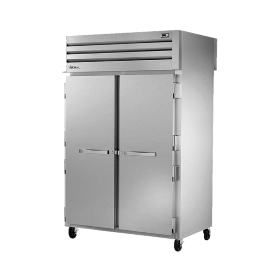 superior-equipment-supply - True Food Service Equipment - True Two-Section Two Stainless Steel Door Front & Two Glass Door Rear Pass-Thru Refrigerator