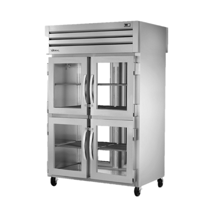 superior-equipment-supply - True Food Service Equipment - True Two-Section Four Glass Door Front & Two Glass Door Rear Pass-Thru Refrigerator