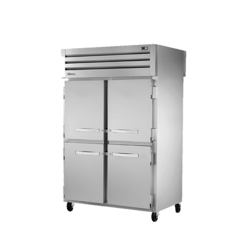 superior-equipment-supply - True Food Service Equipment - True Two-Section Four S/S Half Door Front & Two Glass Door Rear Pass-Thru Refrigerator