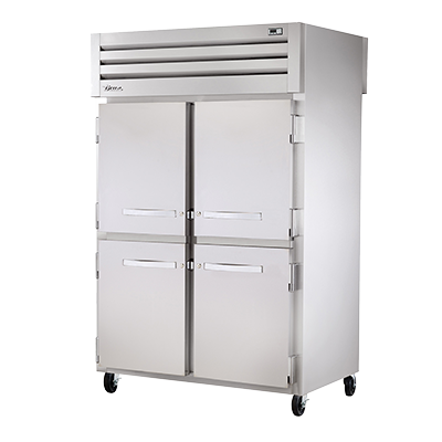 superior-equipment-supply - True Food Service Equipment - True Two-Section Four Stainless Steel Half Door Front & Two Stainless Steel Door Rear Pass-Thru Refrigerator