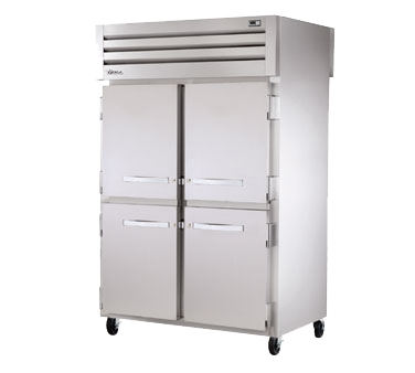 superior-equipment-supply - True Food Service Equipment - True Two-Section Four Stainless Steel Half Door Front & Rear Pass-Thru Refrigerator