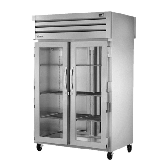 superior-equipment-supply - True Food Service Equipment - True Two-Section Two Glass Door Front & Two Stainless Steel Door Rear Pass-Thru Refrigerator