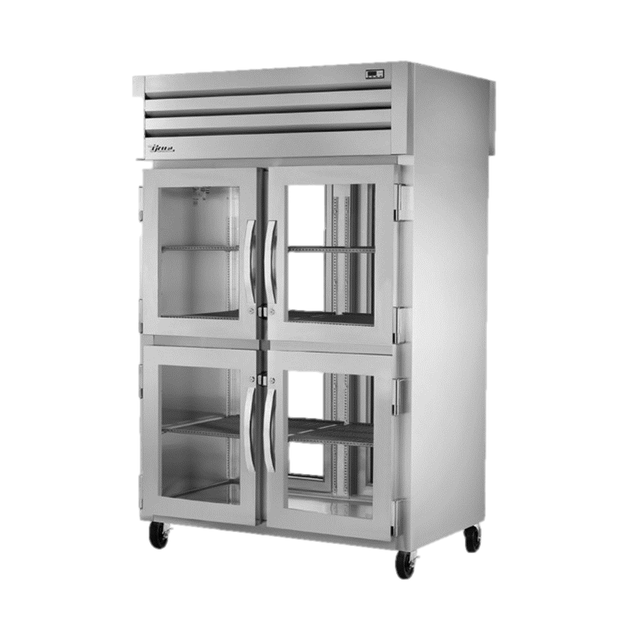 superior-equipment-supply - True Food Service Equipment - True Two-Section Four Glass Half Door Front & Two Glass Door Rear Pass-Thru Refrigerator