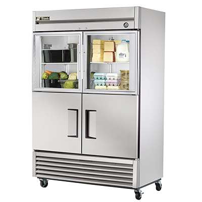 superior-equipment-supply - True Food Service Equipment - True Two-Section Two Glass & Two Stainless Steel Half Door Reach-In Refrigerator