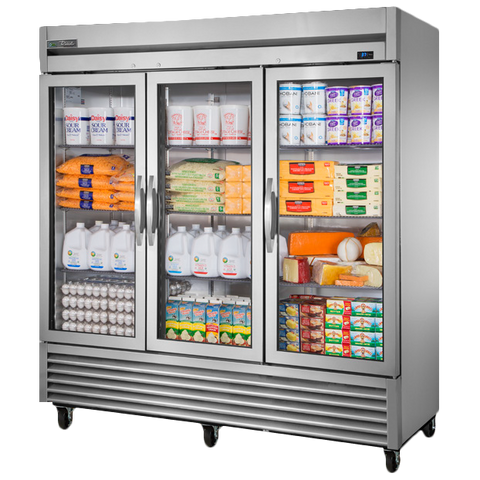 superior-equipment-supply - True Food Service Equipment - True Stainless Steel Three-Section Three Glass Door Reach-In Refrigerator