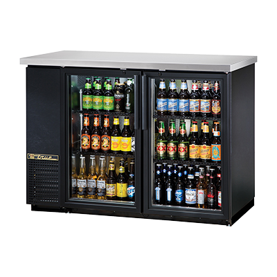 superior-equipment-supply - True Food Service Equipment - True Two-Section Two Glass Door Black Vinyl Exterior Backbar Cooler