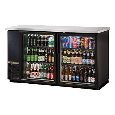 superior-equipment-supply - True Food Service Equipment - True Two-Section Two Glass Door Black Vinyl Exterior Backbar Cooler 61"W