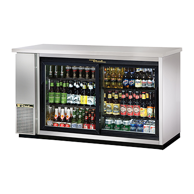 superior-equipment-supply - True Food Service Equipment - True Two-Section Two Glass Sliding Door Stainless Steel Exterior Backbar Cooler 61"W
