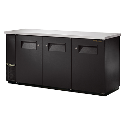 superior-equipment-supply - True Food Service Equipment - True Three-Section Three Solid Door Black Vinyl Exterior Backbar Cooler 73"W