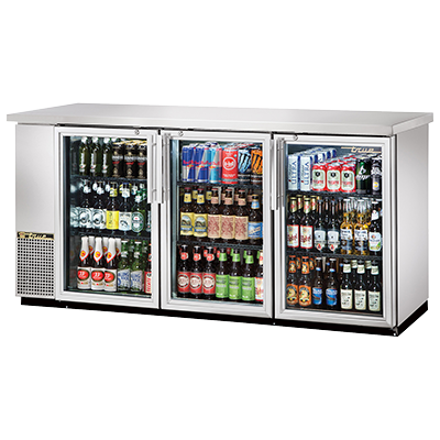 superior-equipment-supply - True Food Service Equipment - True Three-Section Three Glass Door Stainless Steel Exterior Backbar Cooler 73"W