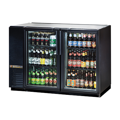 superior-equipment-supply - True Food Service Equipment - True Two-Section Two Glass Door Black Vinyl Exterior Backbar Cooler 48"W