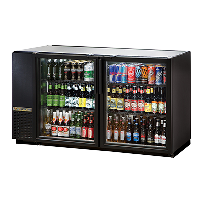 superior-equipment-supply - True Food Service Equipment - True Two-Section Two Glass Door Black Vinyl Door Backbar Cooler 60"W