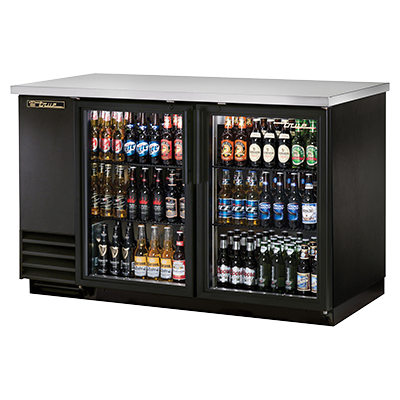 superior-equipment-supply - True Food Service Equipment - True Two-Section Two Glass Door Black Vinyl Exterior Backbar Cooler 59"W