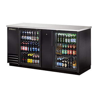 superior-equipment-supply - True Food Service Equipment - True Two-Section Two Glass Door Black Vinyl Exterior Backbar Cooler 70"W