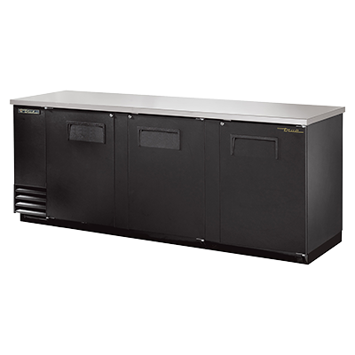 superior-equipment-supply - True Food Service Equipment - True Three-Section Three Door Black Vinyl Exterior Backbar Cooler 90"W