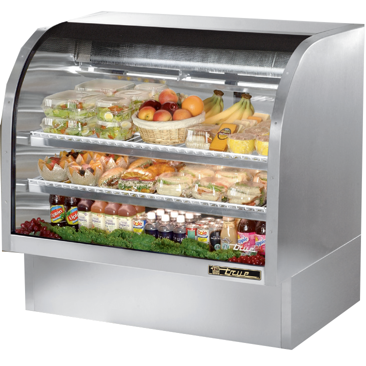 superior-equipment-supply - True Food Service Equipment - True Stainless Steel Curved Glass Display Case 48" Self-Contained Refrigeration