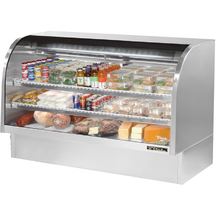 superior-equipment-supply - True Food Service Equipment - True Stainless Steel Curved Glass Display Case 72"W Self-Contained Refrigeration