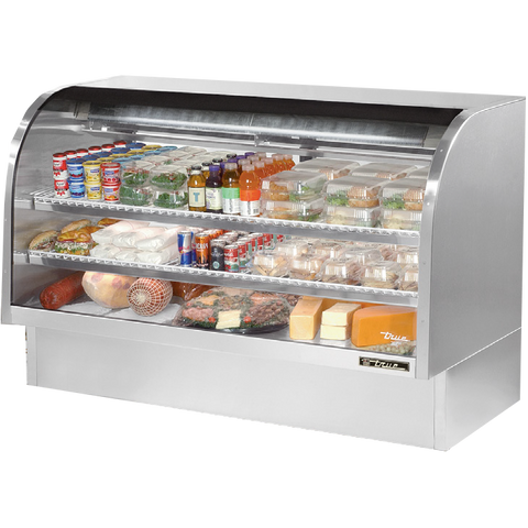 superior-equipment-supply - True Food Service Equipment - True Stainless Steel Curved Glass Display Case 72"W Self-Contained Refrigeration
