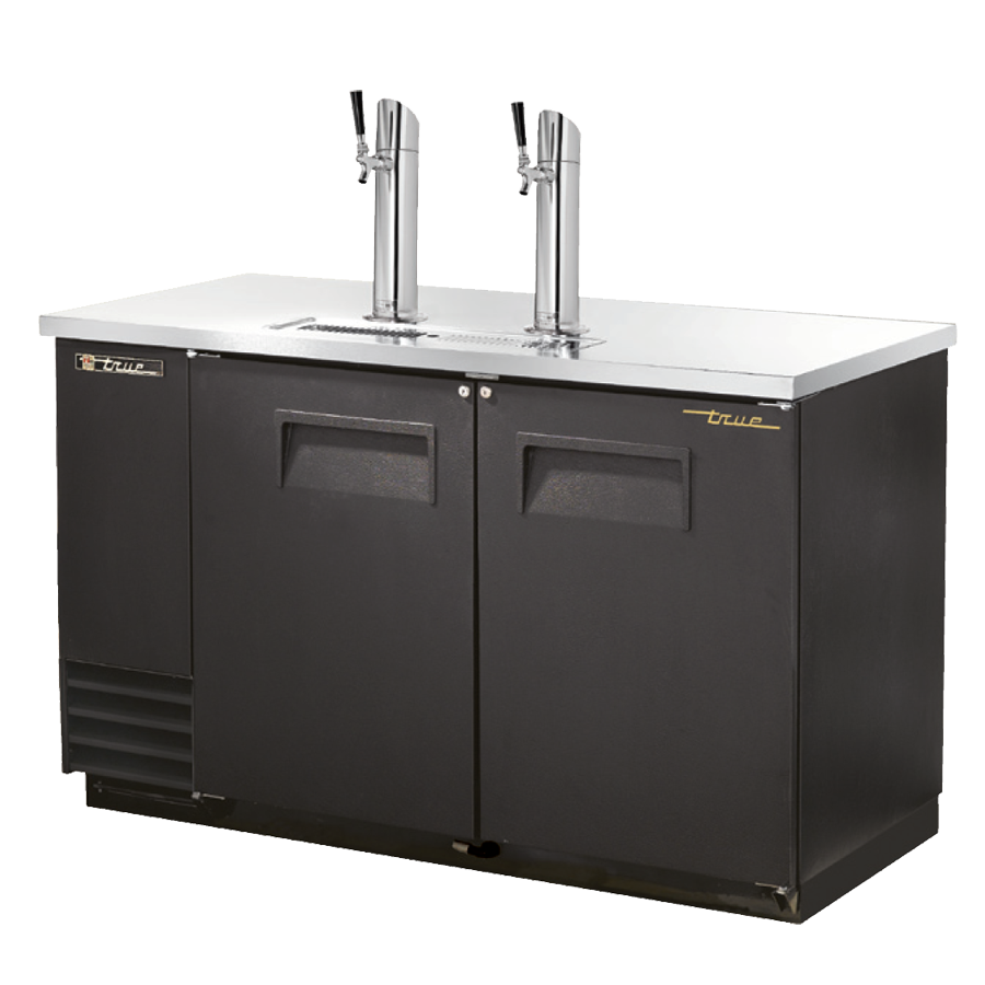 superior-equipment-supply - True Food Service Equipment - True Two Door (2) Tap Dispenser (2) Keg Capacity Black Vinyl Exterior Draft Beer Cooler 59"W