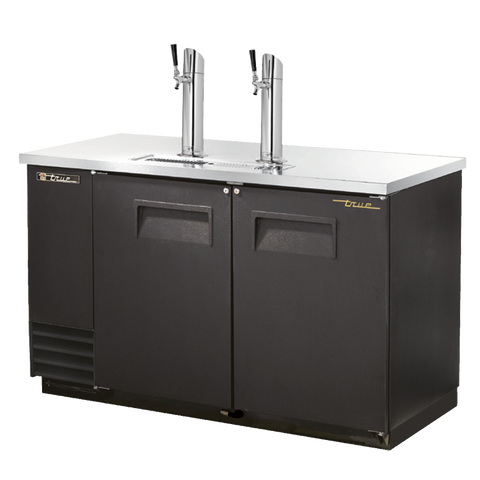 superior-equipment-supply - True Food Service Equipment - True Two Door (2) Tap Dispenser (2) Keg Capacity Black Vinyl Exterior Draft Beer Cooler 59"W