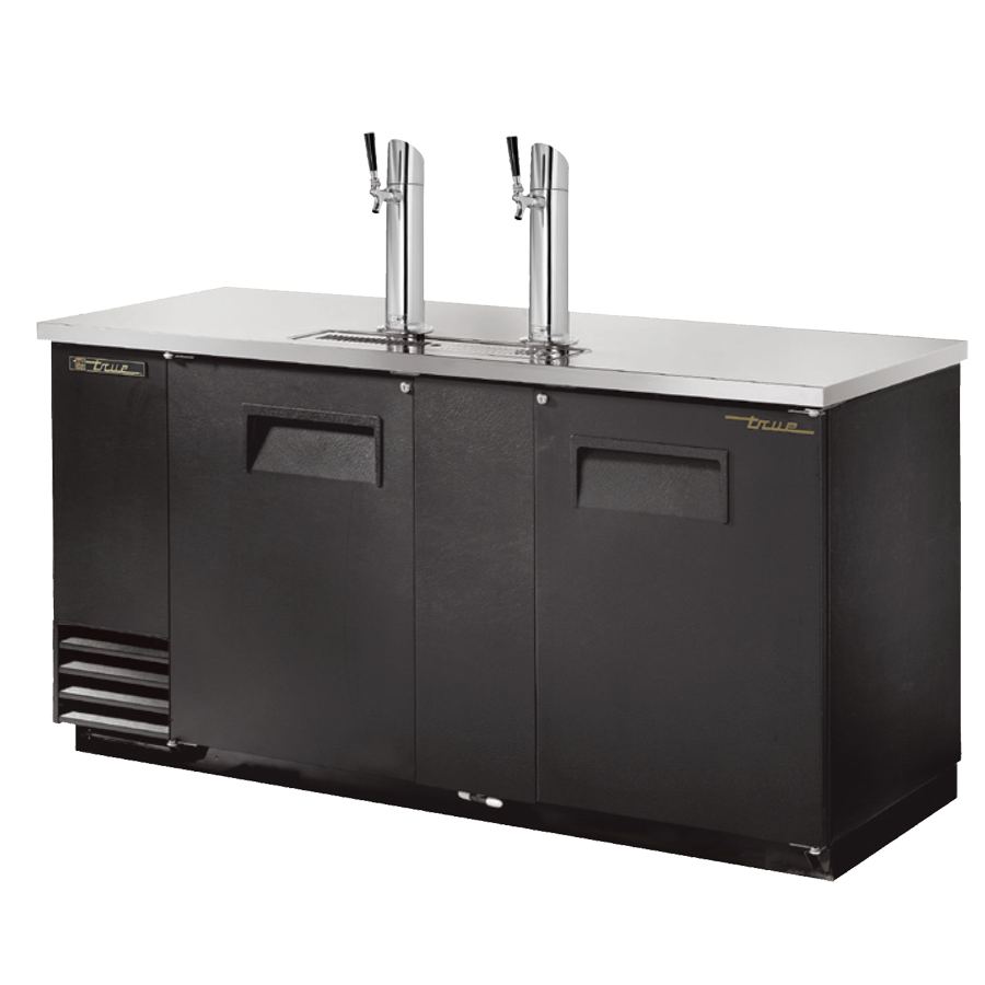 superior-equipment-supply - True Food Service Equipment - True Two Door (3) Keg Black Vinyl Exterior Draft Beer Cooler 69"W