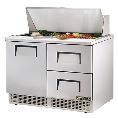 superior-equipment-supply - True Food Service Equipment - True Two-Section One Door & Two Drawers Stainless Steel Sandwich/Salad Prep Table