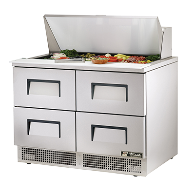 superior-equipment-supply - True Food Service Equipment - True Two-Section Four Drawers Stainless Steel Exterior Sandwich/Salad Prep Table