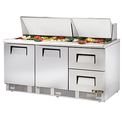 superior-equipment-supply - True Food Service Equipment - True Three-Section Two Door Two Drawer Sandwich/Salad Prep Table 72"W